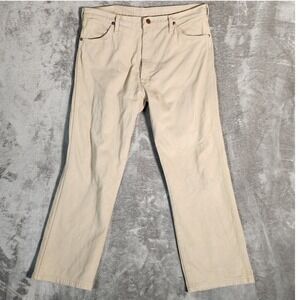 Wrangler Jeans Men's 35X29 Tan Beige Khaki Straight Leg Casual Workwear Denim